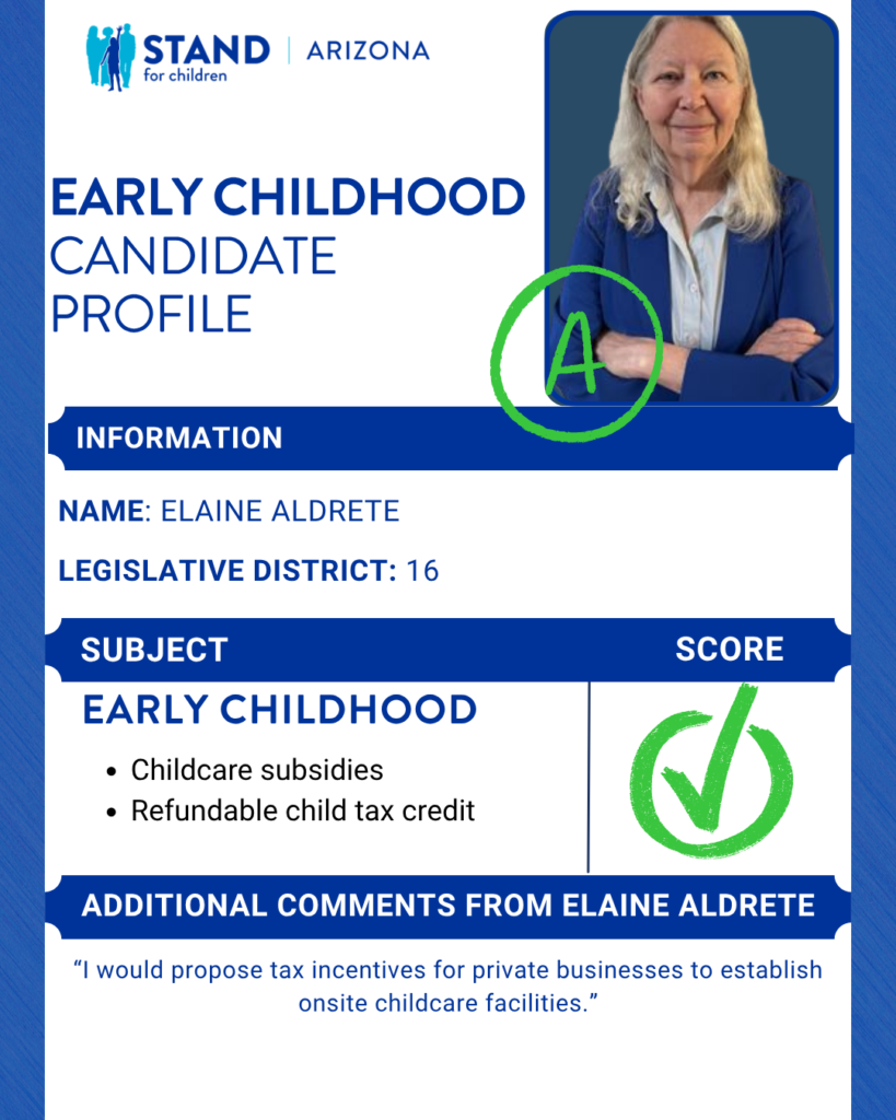 Elaine Aldrette received an A