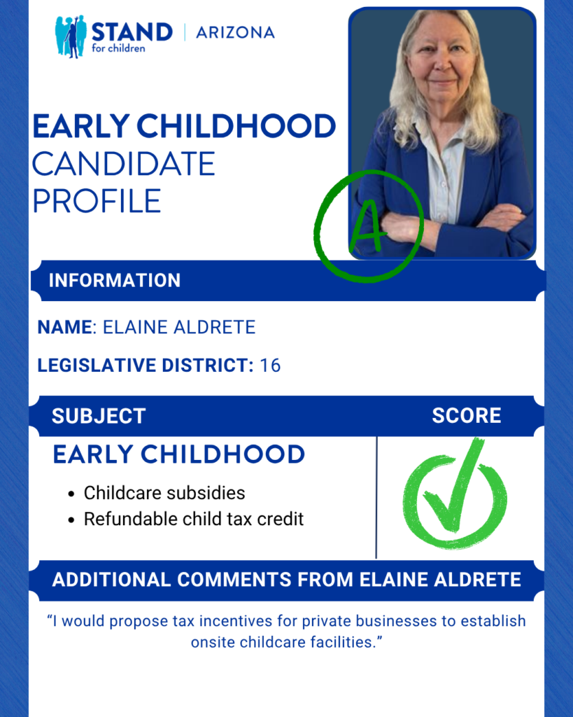 Elaine Aldrette received an A