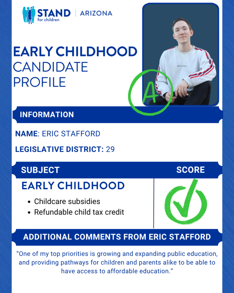 Eric Stafford received an A