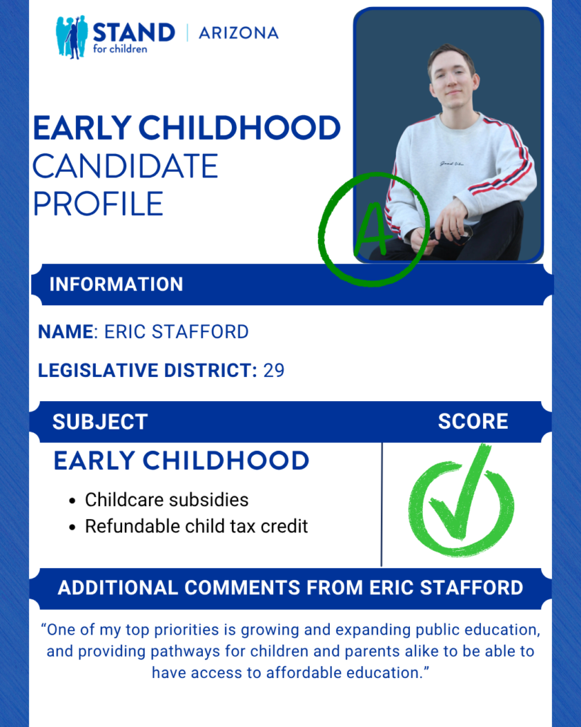 Eric Stafford received an A