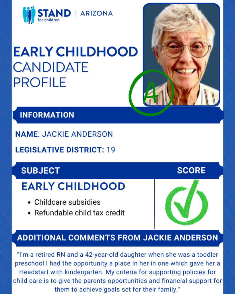 Jackie Anderson received an A