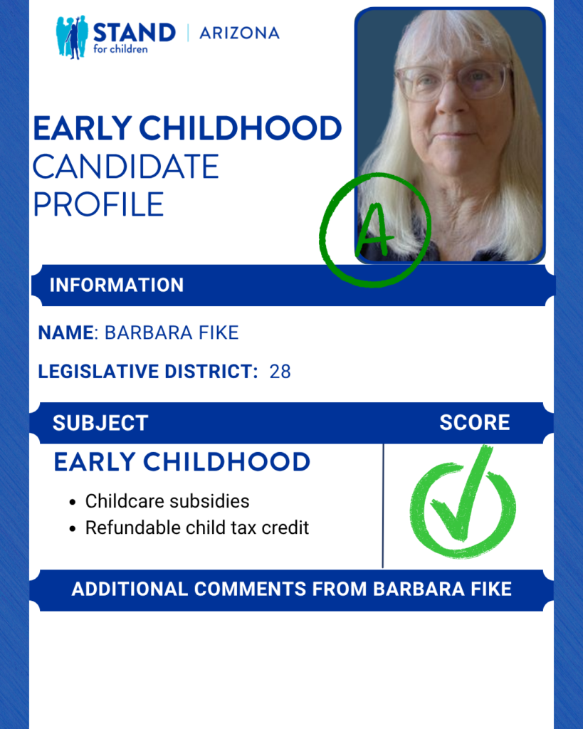 Barbara Fike received an A