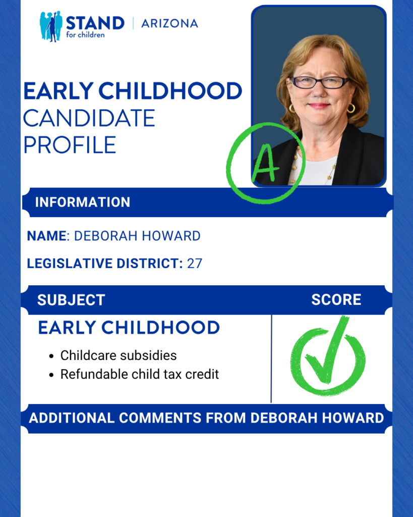 Deborah Howard received an A