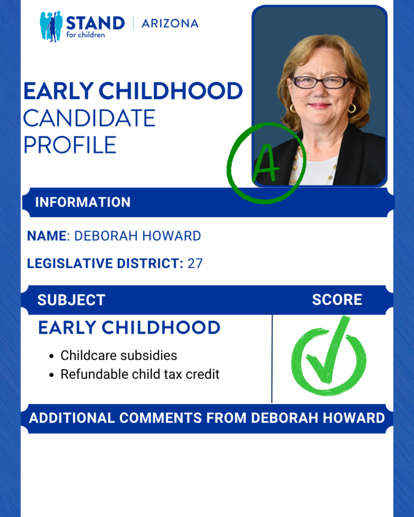 Deborah Howard received an A